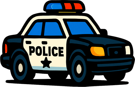 police car.
In-Game asset.  2d.  High contrast.  No shadows