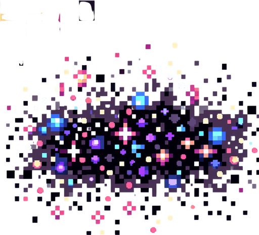 pixel art particles.
Single Game Texture. In-Game asset. 2d. Blank background. High contrast. No shadows.