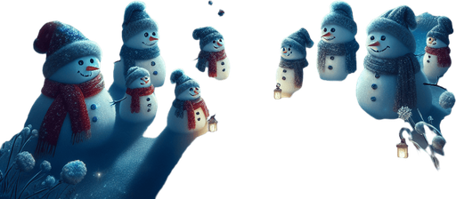 a feeric christmas landscape at night with snow men and snow flakes Background image