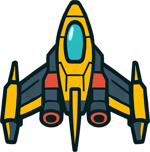 spaceship.
In-Game asset.  2d.  High contrast.  No shadows