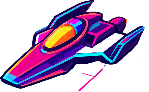 synthwave bright neon glow audiosurf or f-zero like ship
In-Game asset.  2d.  High contrast.  No shadows