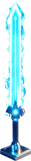 Blue lightsbaer in standing view.
