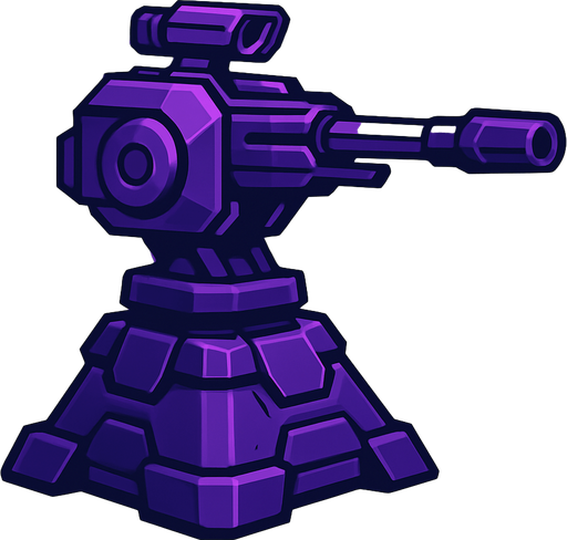 Torreta futurista sniper morada.
In-Game asset.  2d.  High contrast.  No shadows