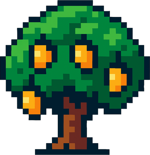 Mango tree 8 bit.
In-Game asset.  2d.  High contrast.  No shadows