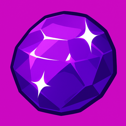 Mor taş parlak belirgin.
In-Game asset.  2d.  High contrast.  No shadows