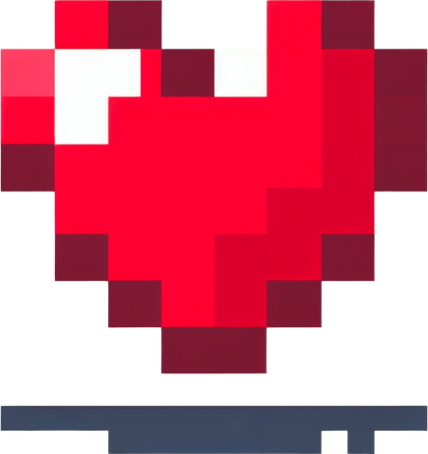 Red minecraft heart.
Single Game Texture. In-Game asset. 2d. Blank background. High contrast. No shadows.