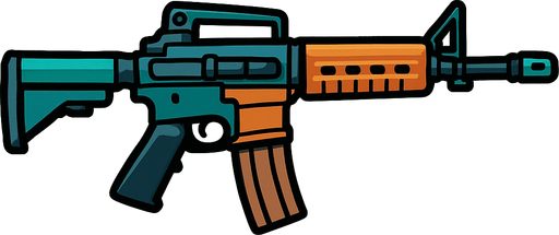 Rifle.
In-Game asset.  2d.  High contrast.  No shadows