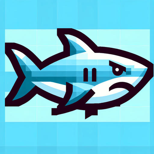 Shark.
Single Game Texture.  In-Game asset.  2d.  Blank background.  High contrast.  No shadows