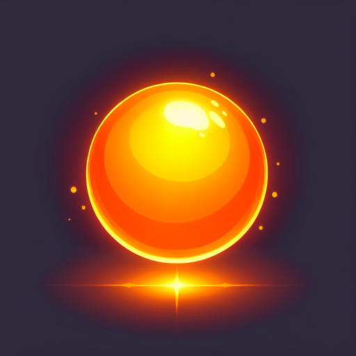 glowing orange sphere.
Single Game Texture.  In-Game asset.  2d.  Blank background.  High contrast.  No shadows