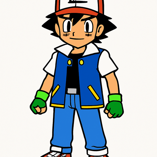 ash from pokemon.
In-Game asset.  2d.  High contrast.  No shadows