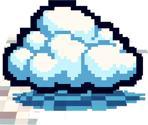 8-bit. Cartoon. cloud. no shadow. no shade. soft borders. Single Game Texture. In-Game asset. 2d. Blank background. High contrast. No shadows.
