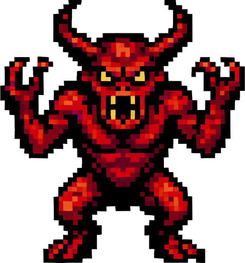 hell monster piksel.
In-Game asset.  2d.  High contrast.  No shadows