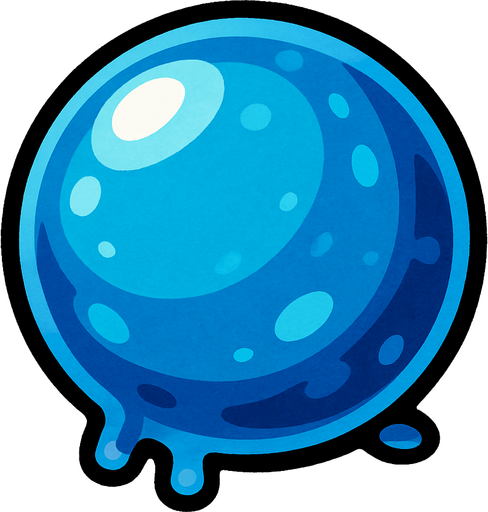blue sfere, ball, slime, translucent,.
In-Game asset.  2d.  High contrast.  No shadows. cartoon. simple. draw