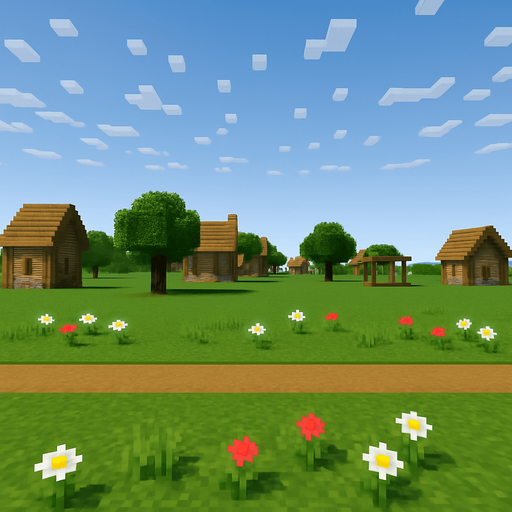 evleri ağaçları biraz daha uzaklaştır yoldan çimenliğe biraz çicek koy çok küçük yol ve çimenlik asla renk ve şekil değiştirmemeli