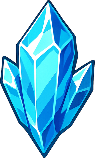 A single ice crystal. anime style.
In-Game asset.  2d.  High contrast.  No shadows