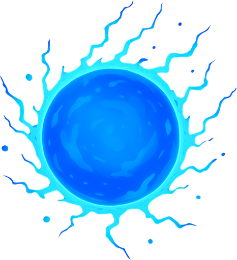 a blue energy ball.
In-Game asset.  2d.  High contrast.  No shadows