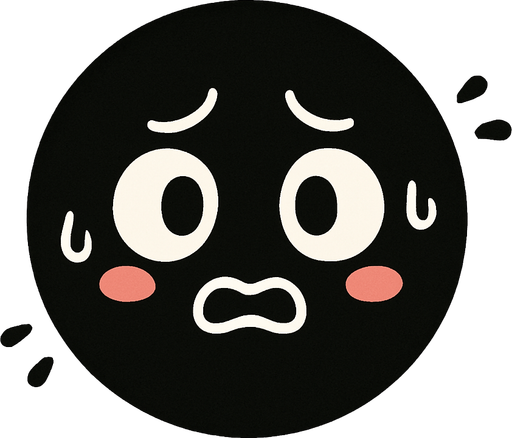 crea la imagen de una pelotita negra simple kawai y nerviosa.
In-Game asset.  2d.  High contrast.  No shadows