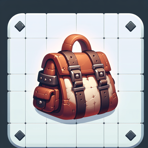 Bag.
Single Game Texture. In-Game asset. 2d. Blank background. High contrast. No shadows.
