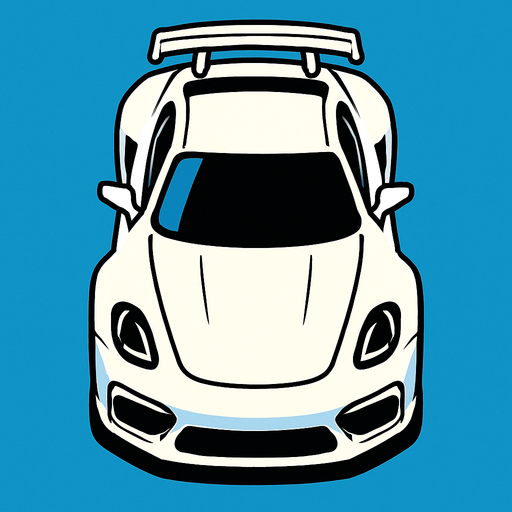 white sports car arcade top view.
In-Game asset.  2d.  High contrast.  No shadows