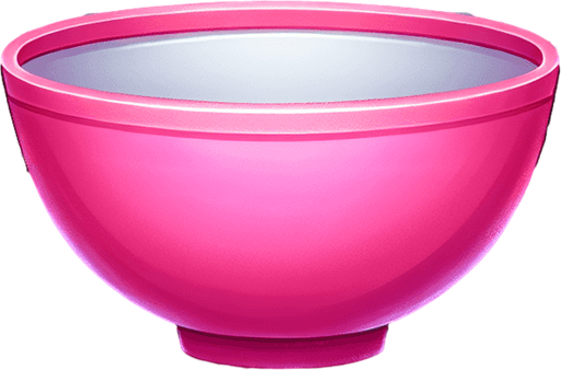 a pink kithen bowl. Single Game Texture. In-Game asset. 2d. Blank background. High contrast. No shadows.