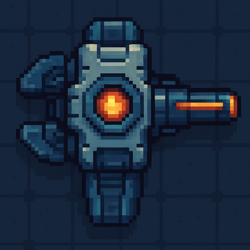 top down sci-fi cannon. pixel art