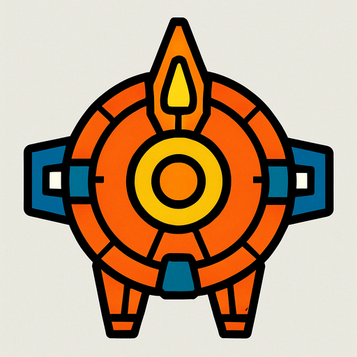 circle shape starship.
In-Game asset.  2d.  High contrast.  No shadows