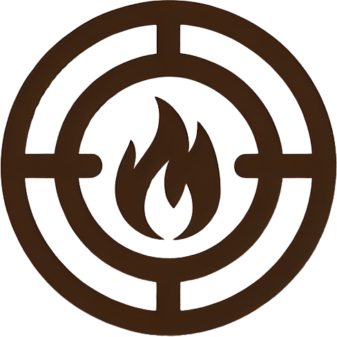 Minimal Ui icon of target sign on a fire icon..
sand background