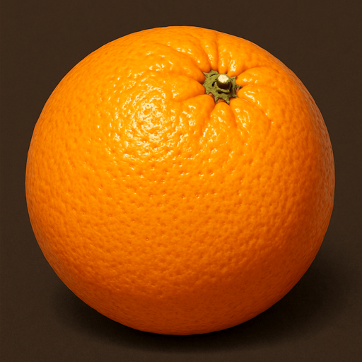 ultra realistic orange fruit.
In-Game asset.  2d.  High contrast.  No shadows
