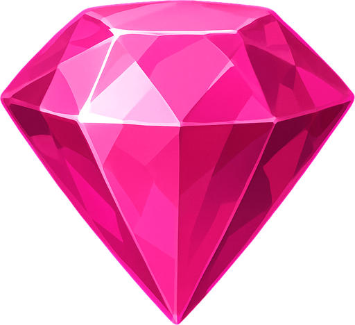 a pink gem realistic.
In-Game asset.  2d.  High contrast.  No shadows