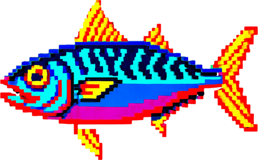 A mackerel. 80s arcade machine graphics. 
Swimming Side profile.
In-Game asset.  2d.  High contrast.  No shadows