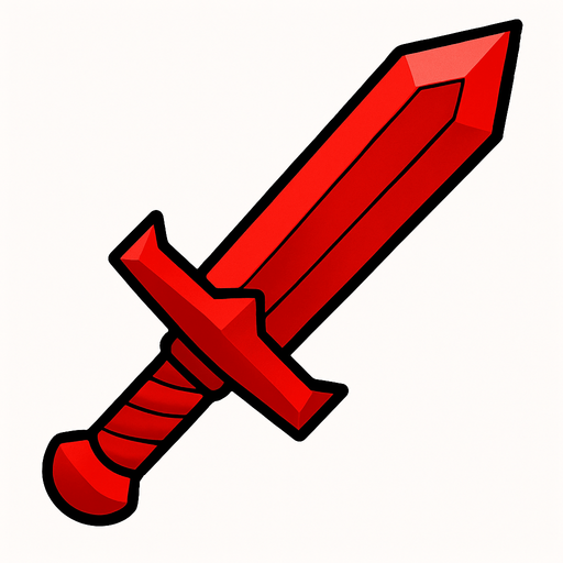 red sword.
In-Game asset.  2d.  High contrast.  No shadows