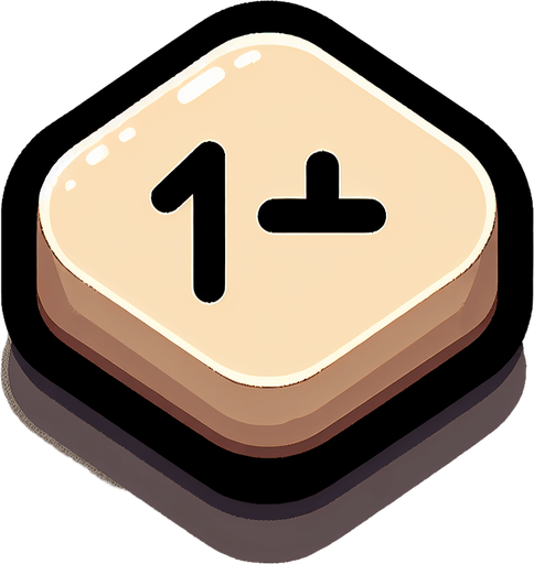 simple beige rectangle button smooth corners, black outline " + 1 " text on middle of button vector drawing.
Single Game Texture. In-Game asset. 2d. Blank background. High contrast. No shadows.