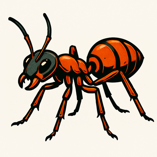 ant without background.
In-Game asset.  2d.  High contrast.  No shadows