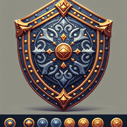 Shield.
Single Game Texture.  In-Game asset.  2d.  Blank background.  High contrast.  No shadows