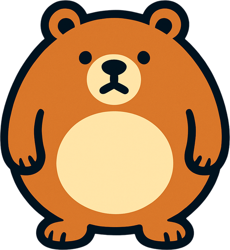 un oso redondo.
In-Game asset.  2d.  High contrast.  No shadows