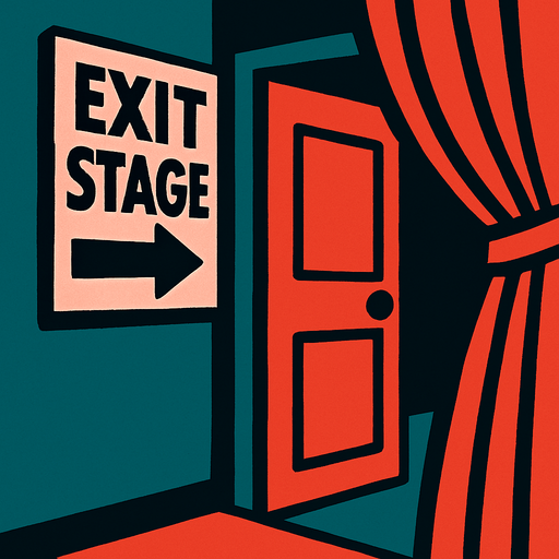 Sahne çıkışı.
In-Game asset.  2d.  High contrast.  No shadows