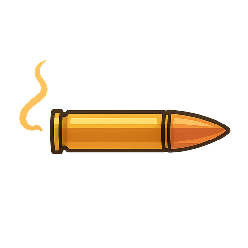 a bullet. No background. Transparent background. Blank background. No shadows. 2d. In-Game asset. flat