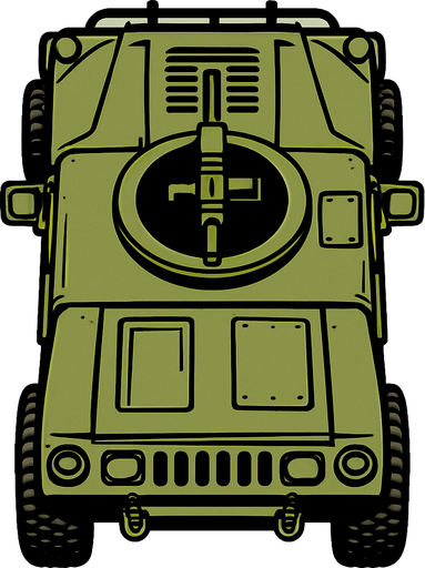Top view of a military Humv ground vehicle.
In-Game asset.  2d.  High contrast.  No shadows
