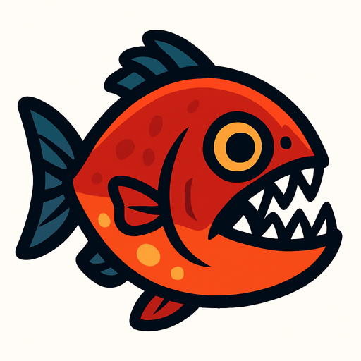 piranha 2d.
In-Game asset.  2d.  High contrast.  No shadows