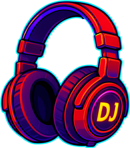 red cool dj headset rgp neon.
In-Game asset.  2d.  High contrast.  No shadows