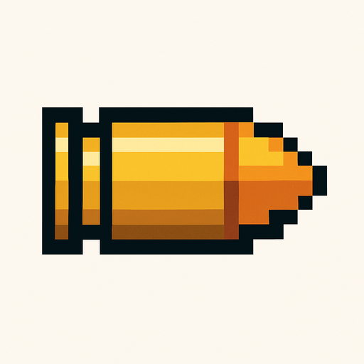 Bullet pixel.
In-Game asset.  2d.  High contrast.  No shadows
