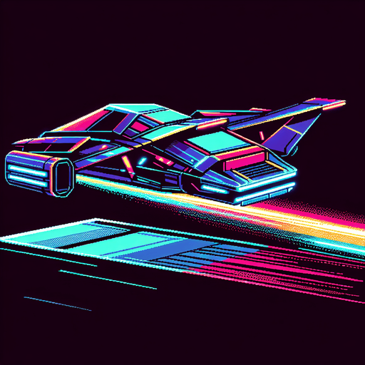 side profile of a flying car in the art style of a 16 bit neon cyberpunk game.
Single Game Texture. In-Game asset. 2d. Blank background. High contrast. No shadows.