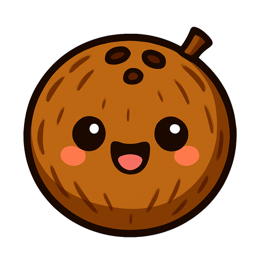 Coconut with cute face.
In-Game asset.  2d.  High contrast.  No shadows