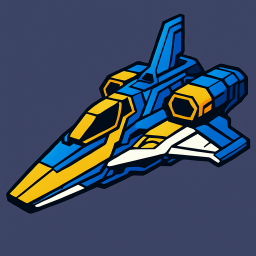 future space ship.
In-Game asset.  2d.  High contrast.  No shadows
