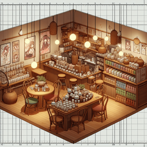 Tea shop interior, anime cafe

Single Game Texture. In-Game asset. 2d. Blank background. High contrast. No shadows.