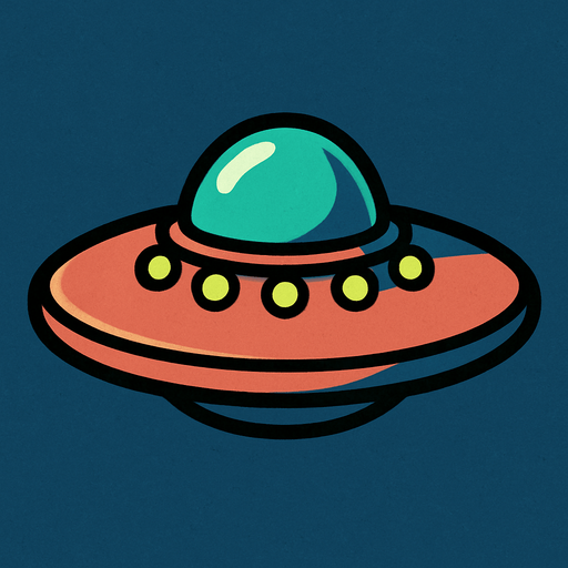 create an ufo without legs only frizby shape.
In-Game asset.  2d.  High contrast.  No shadows