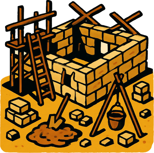 İnşaat eski çağ.
In-Game asset.  2d.  High contrast.  No shadows