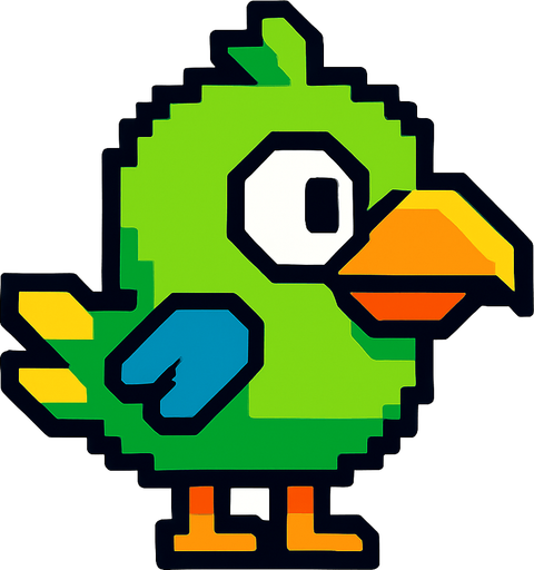 a 2d platformer bird.
In-Game asset.  2d.  High contrast.  No shadows