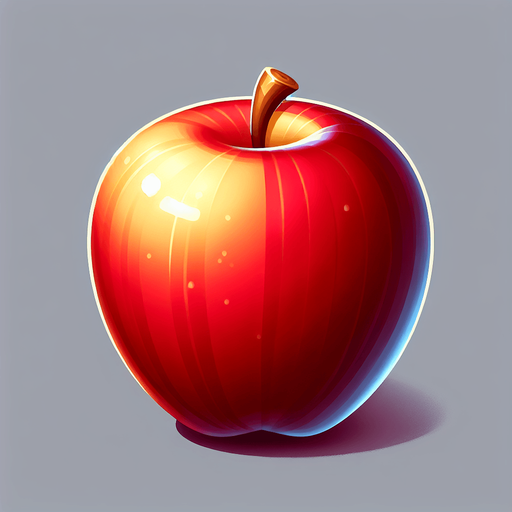 apple.
Single Game Texture. In-Game asset. 2d. Blank background. High contrast. No shadows.