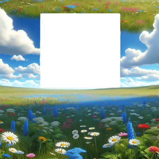 A beautiful meadow in summer, seen in perspective from a low altitude plane..
Single Game Texture. In-Game asset. 2d. Blank background. High contrast. No shadows.